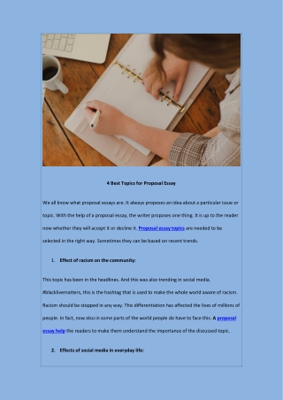 4 Best Topics for Proposal Essay