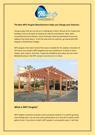 The Best WPC Pergola Manufacturers helps you Change your Exteriors