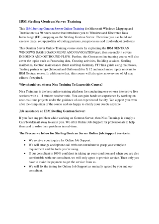 IBM Sterling Gentran Server Training
