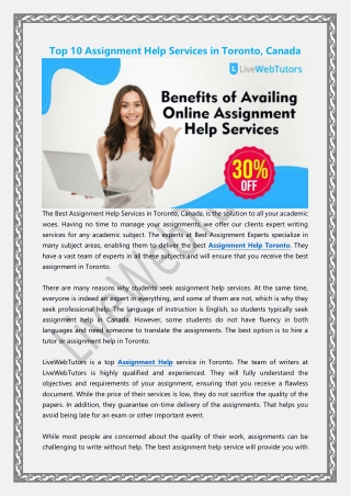 Avail the Best Assignment Help Online Service in Canada  Flat 30% Off