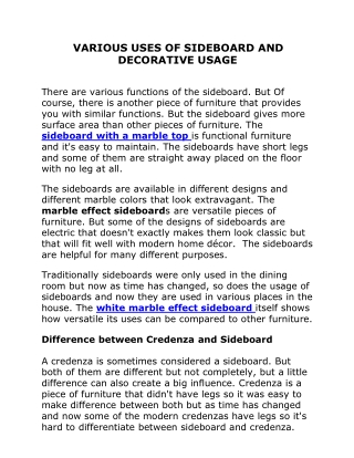 VARIOUS USES OF SIDEBOARD AND DECORATIVE USAGE