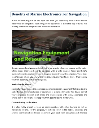 Benefits of Marine Electronics For Navigation