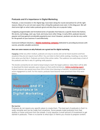 Podcasts and it’s importance in Digital Marketing
