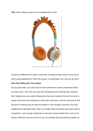 What makes a perfect set of headphones for kids