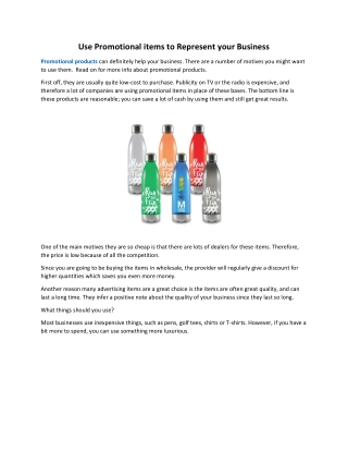 Use Promotional items to Represent your Business