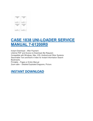CASE 1838 UNI-LOADER SERVICE MANUAL 7-61200R0