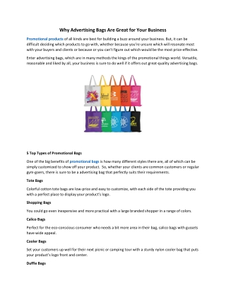 Why Advertising Bags Are Great for Your Business