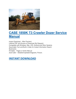 CASE 1850K T3 Crawler Dozer Service Manual