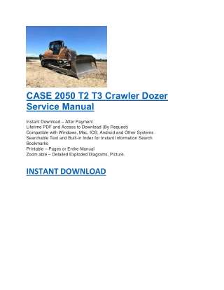 CASE 2050 T2 T3 Crawler Dozer Service Manual