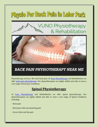 Physio For Back Pain in Lalor Park