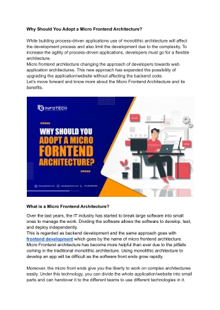 Why Should You Adopt a Micro Frontend Architecture