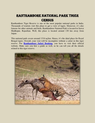 Ranthambore National Park Tiger Census