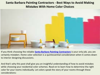 Santa Barbara Painting Contractors - Best Ways to Avoid Making Mistakes With Hom