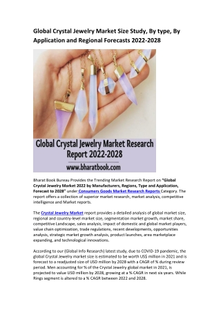 Global Crystal Jewelry Market Research Report 2022-2028