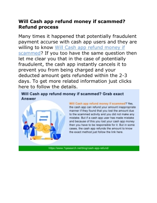 Will Cash app refund money if scammed? Refund process