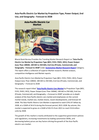 Asia-Pacific Electric Car Market Research Report 2021-2028