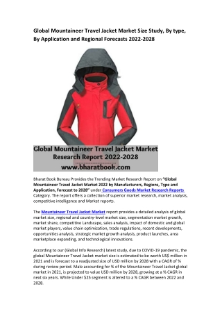 Global Mountaineer Travel Jacket Market Research Report 2022-2028