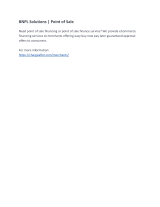BNPL Solutions | Point of Sale