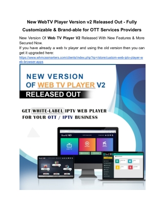 New Web TV Player Version v2 Released Out - Fully Customizable For OTT Providers