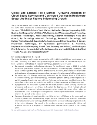 Global Life Science Tools Market