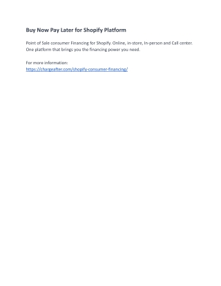 Buy Now Pay Later for Shopify Platform