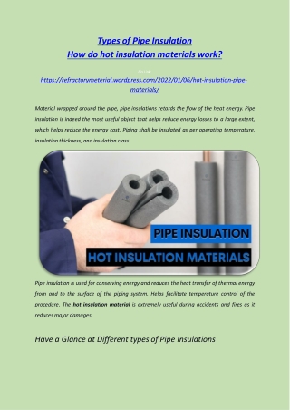 Types of Pipe Insulation - How do hot insulation materials work?