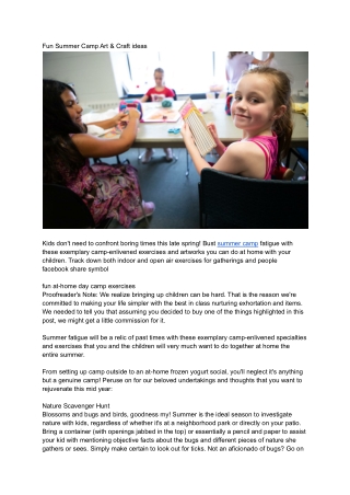Fun Summer Camp Art & Craft ideas