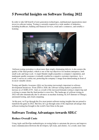5 Powerful Insights on Software Testing 2022