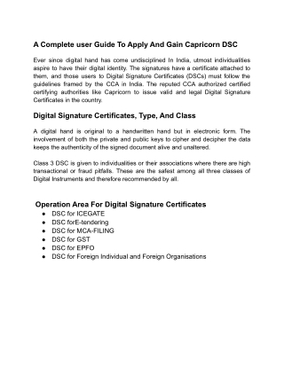 A Complete user Guide To Apply And Gain Capricorn DSC