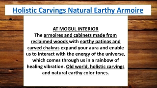 Holistic Carvings Natural Earthy Armoire