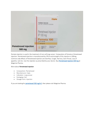 Pemetrexed injection 500 mg