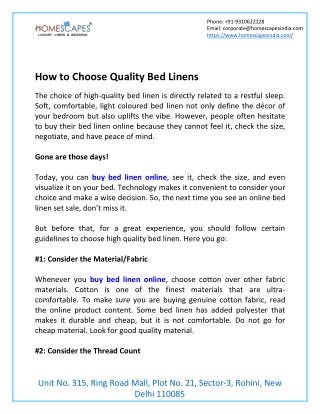 How to Choose Quality Bed Linens