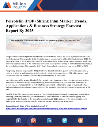 Polyolefin (POF) Shrink Film Market Assessment and Growth Evolution, Forecasts to 2025
