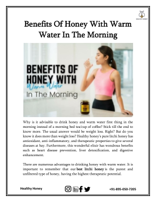 Benefits Of Honey With Warm Water In The Morning