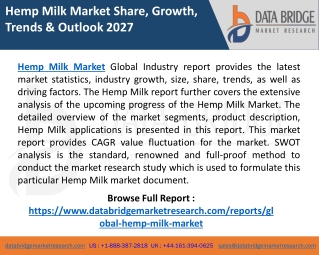 Hemp Milk Market: Industry Analysis & Opportunities- Drink Daily Greens LLC