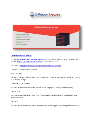 Offshore dedicated hosting