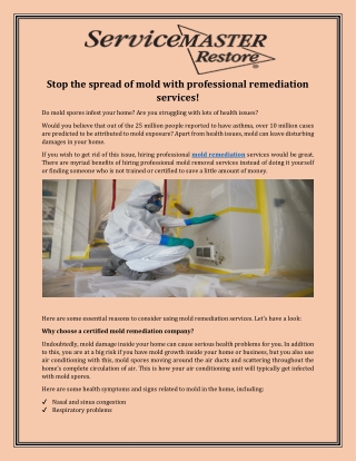 Mold Remediation Service Company in Pompano Beach | Service Master