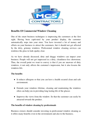 Benefits Of Commercial Window Cleaning