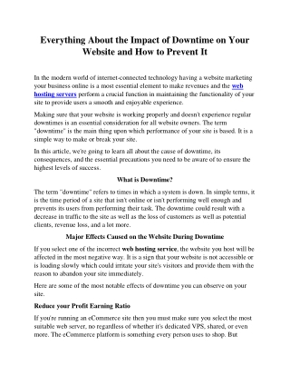 Everything About the Impact of Downtime on Your Website and How to Prevent It-