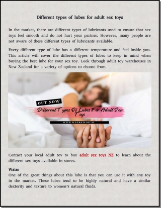 types of lubes for adult sex toys