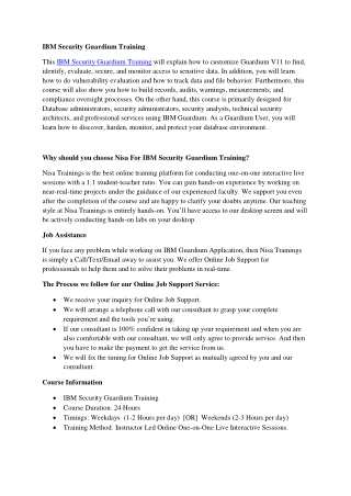 IBM Security Guardium Training