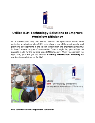 Utilize BIM Technology Solutions to Improve Workflow Efficiency