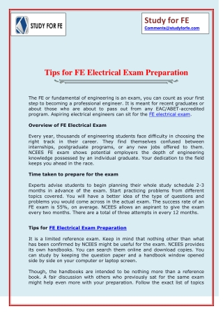 Tips for FE Electrical Exam Preparation