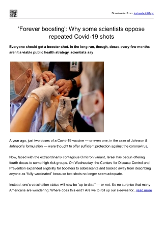 'Forever boosting'_Why some scientists oppose repeated Covid-19 shots
