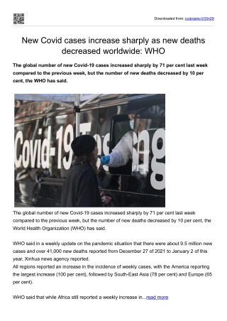 New Covid cases increase sharply as new deaths decreased worldwide_WHO