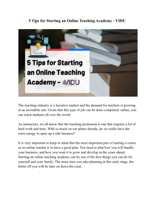 5 Tips for Tutors to Build Online teaching Academy - VIDU Tech Tutoring Software