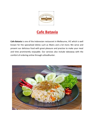 5% Off - Cafe Batavia Menu St Kilda Rd Melbourne, VIC