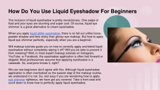 How Do You Use Liquid Eyeshadow For Beginners