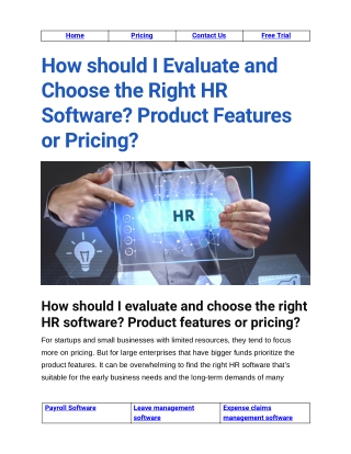 How should I evaluate and choose the right HR software features or pricing