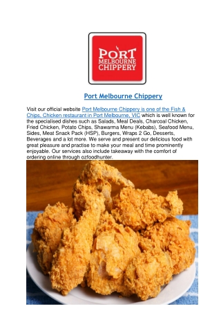 $5 off - Port Melbourne Chippery Fish & Chips takeaway Menu,VIC